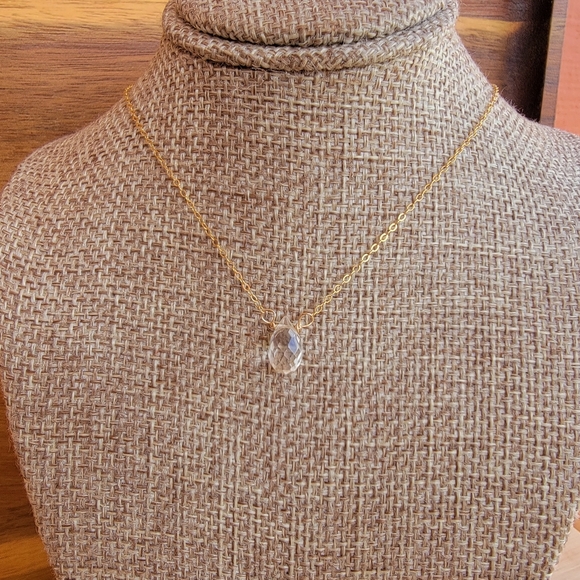 Rock Crystal Quartz Necklace Minimalist Crystal Gemstone - Picture 3 of 4